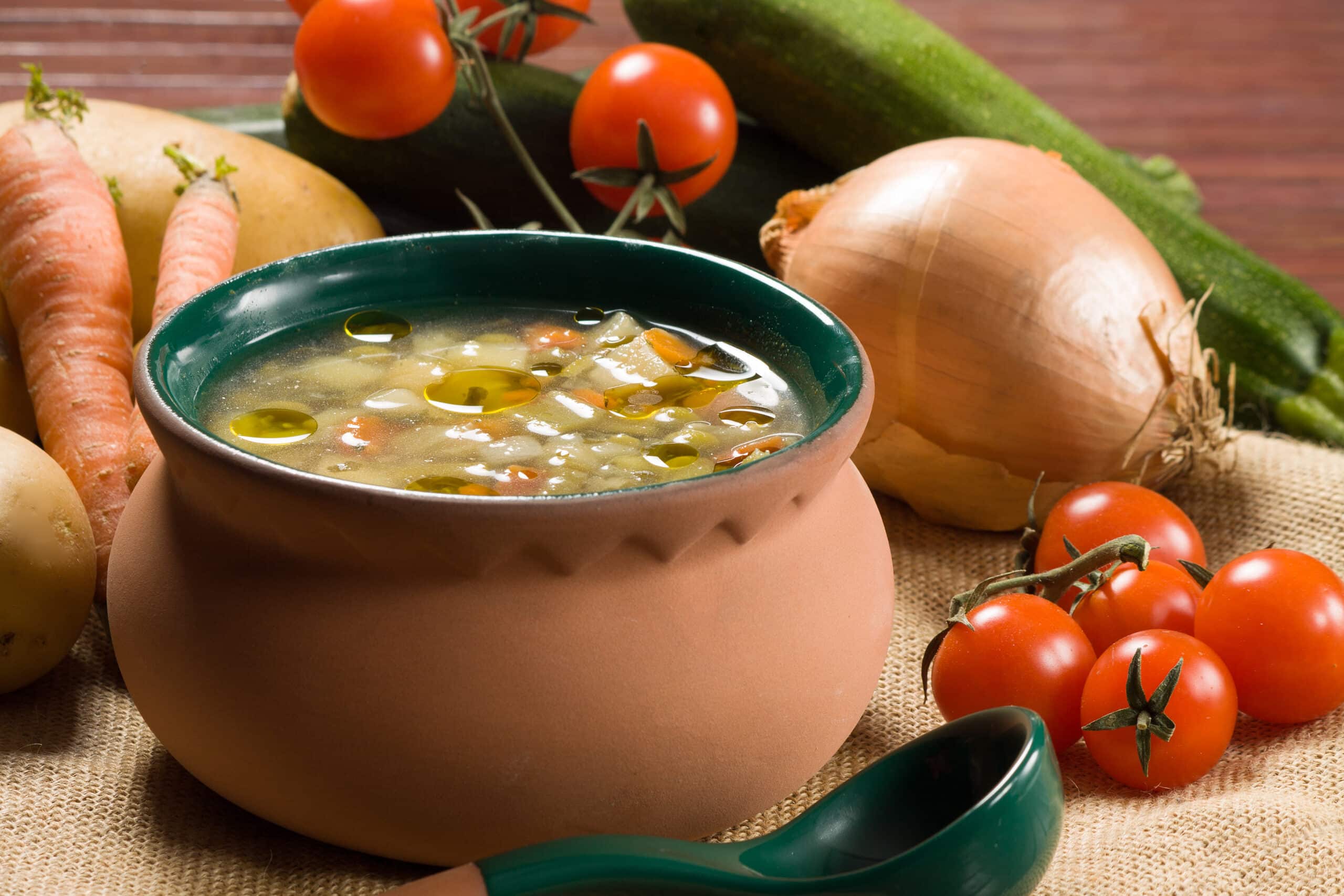 Crock of healthy Minestrone - Italian vegetable soup